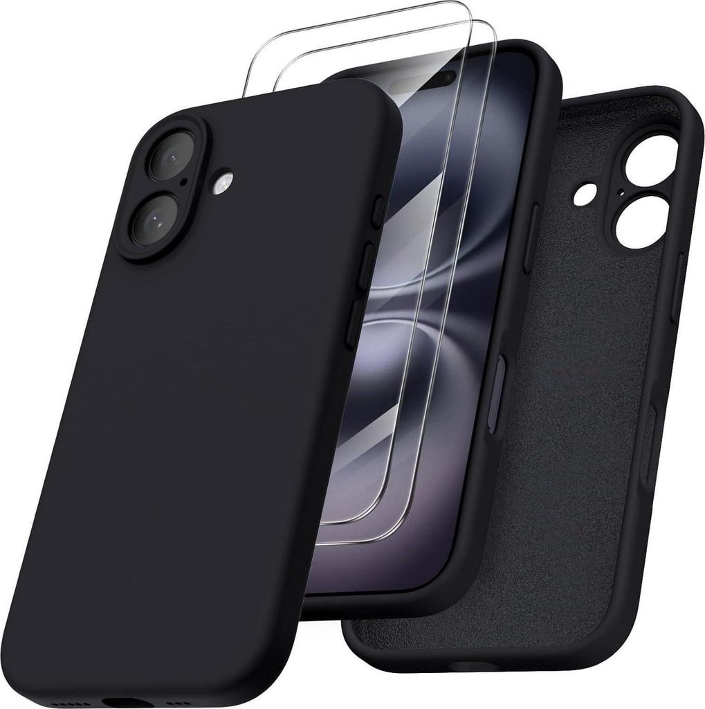 ORNARTO iPhone 16 Hülle Silikon Kameraschutz 2 Schutzfolien Produktbild 