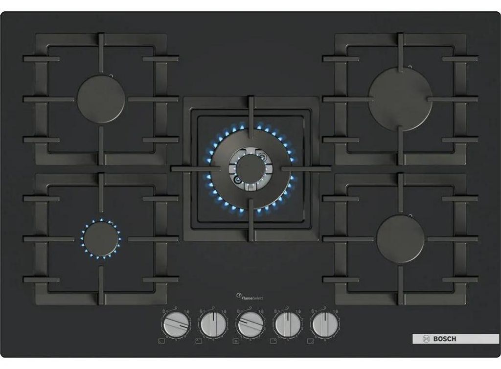 Piano cottura a gas da 75 cm con 5 fuochi, 11500 w, nero Immagine del prodotto 