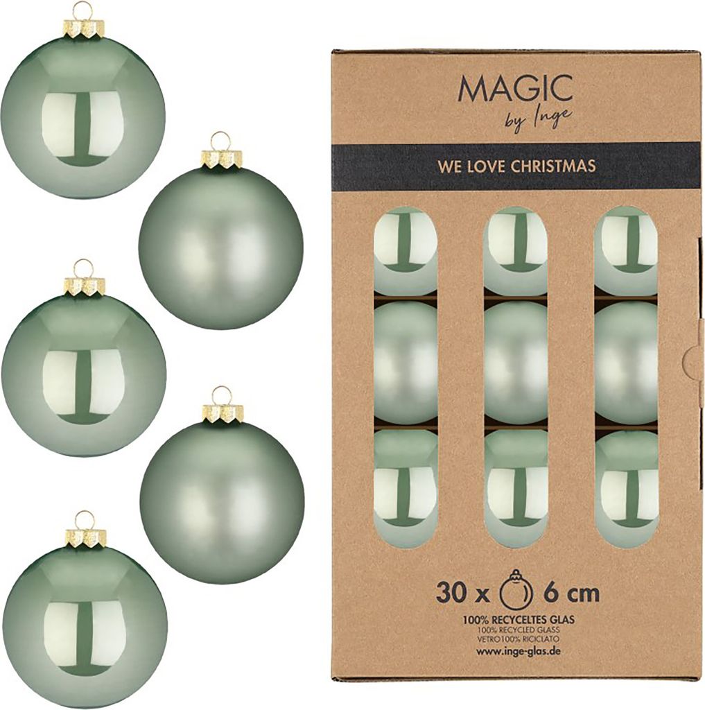 Weihnachtskugeln Glas 6cm 30 Stück - Mild Sage Produktbild 