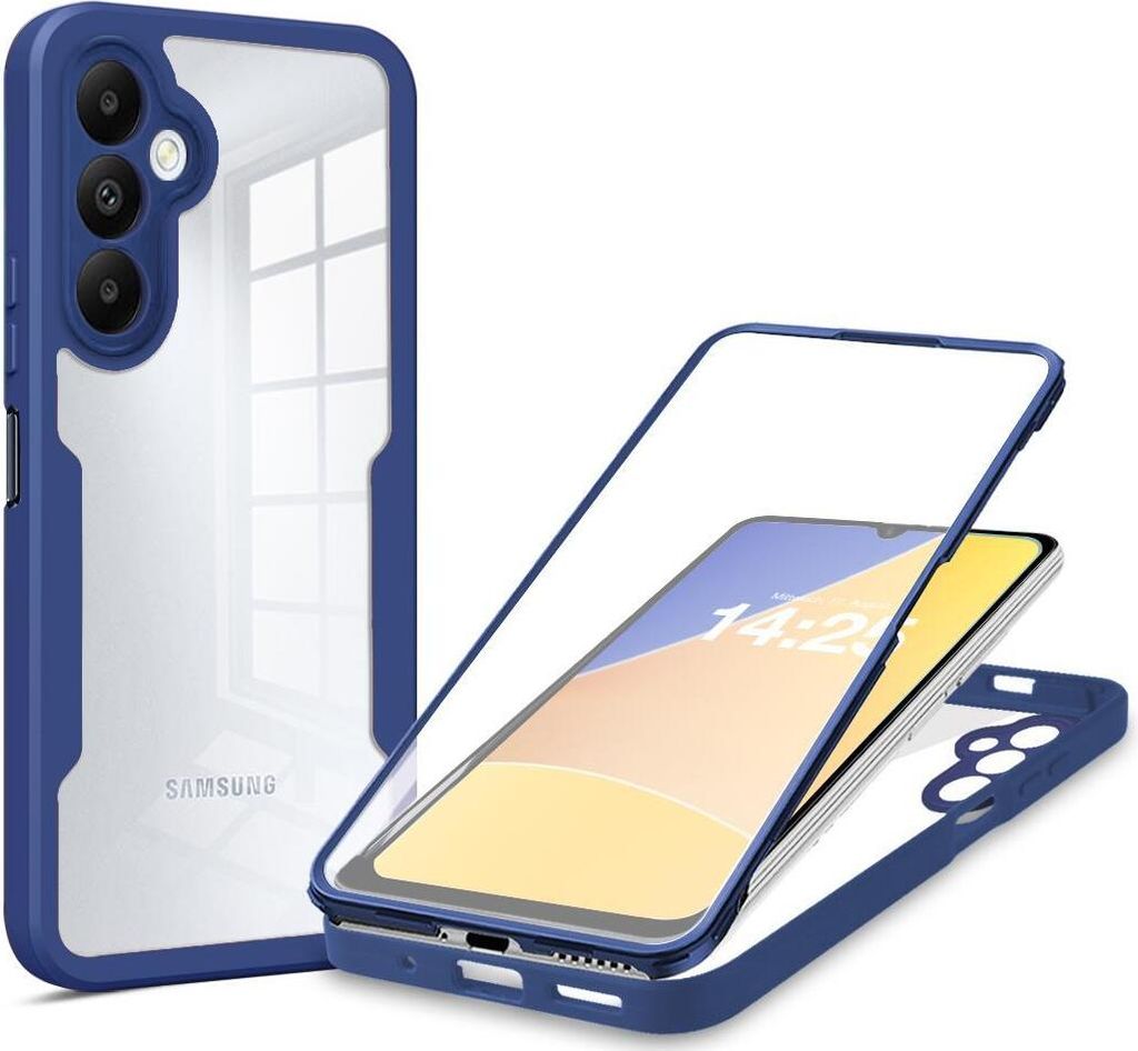 360 Grad Rundum Schutz Handyhülle für Samsung Galaxy A14 5G Full Cover Vollschutz Case Farbe: Blau