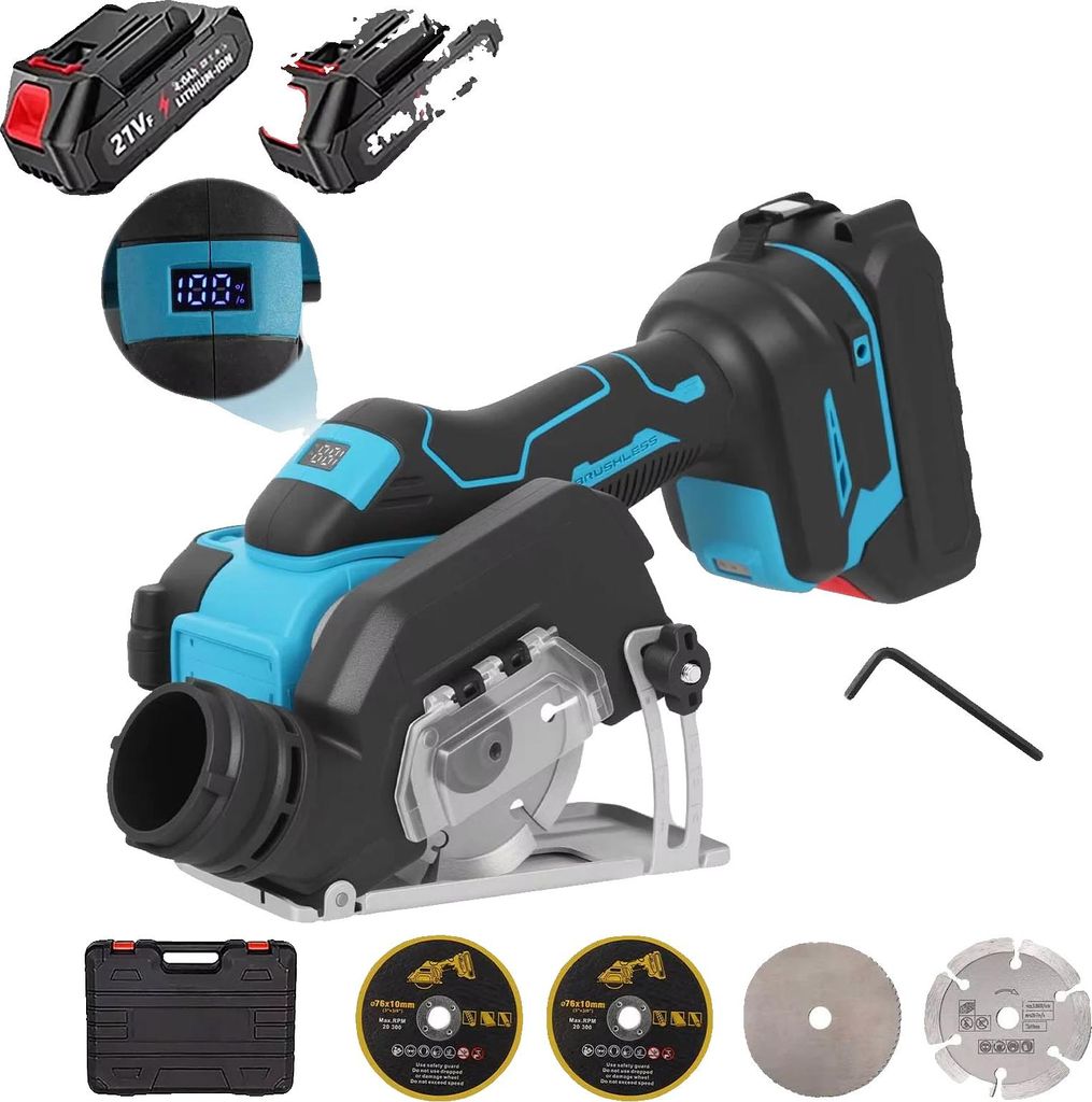 Kreissäge, bürstenloser Motor, leichtes Design, 2 BATTERIE, EU