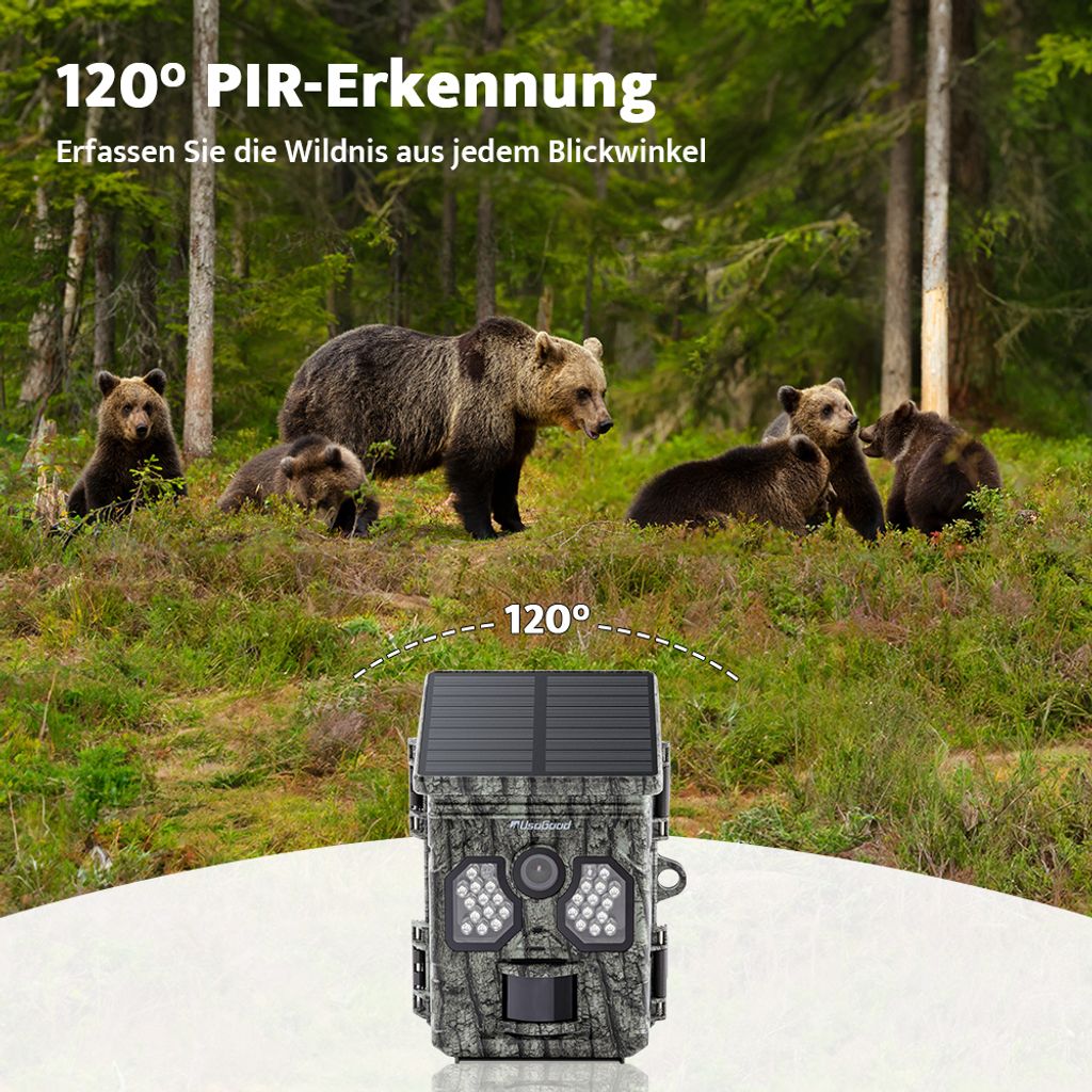 Solární kamera pro divokou zvěř 4K 30fps, 48MP lovecká Obrázek produktu 7