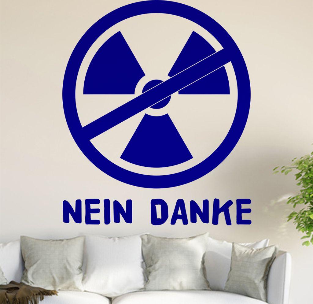 Atomkraft - Nein Danke Wandtattoo in 6 Größen - Wandaufkleber Wall Sticker - Dekoration, Küche, Wohnzimmer, Schlafzimmer, Badezimmer
