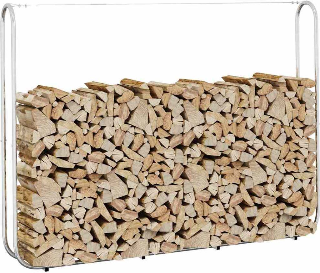 Design Brennholzregal mit Stahldraht 200x25x150 cm Verzinkter Stahl, Kaminholzregale 2024 Neu