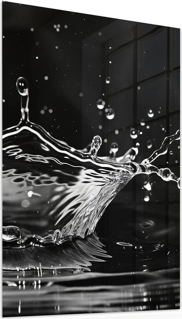 Glasbild 50x75cm in XXL für Wohnzimmer, Schlafzimmer Motiv Wasserspritzer