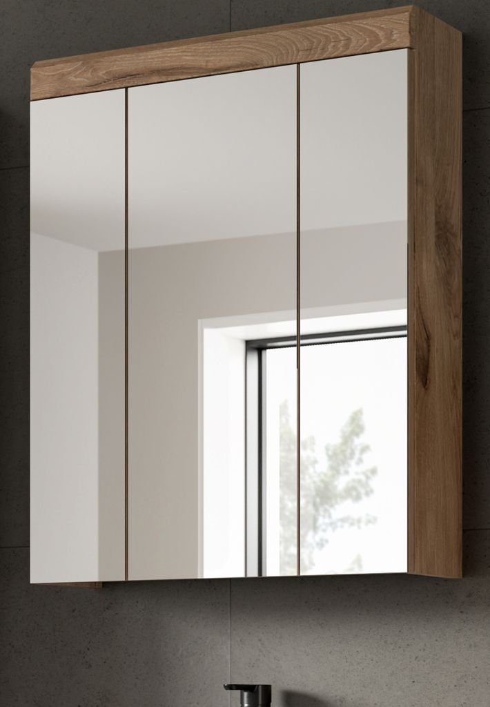 Bad Spiegelschrank "Willow" in Eiche, Badschrank 3-türig / Produktbild 