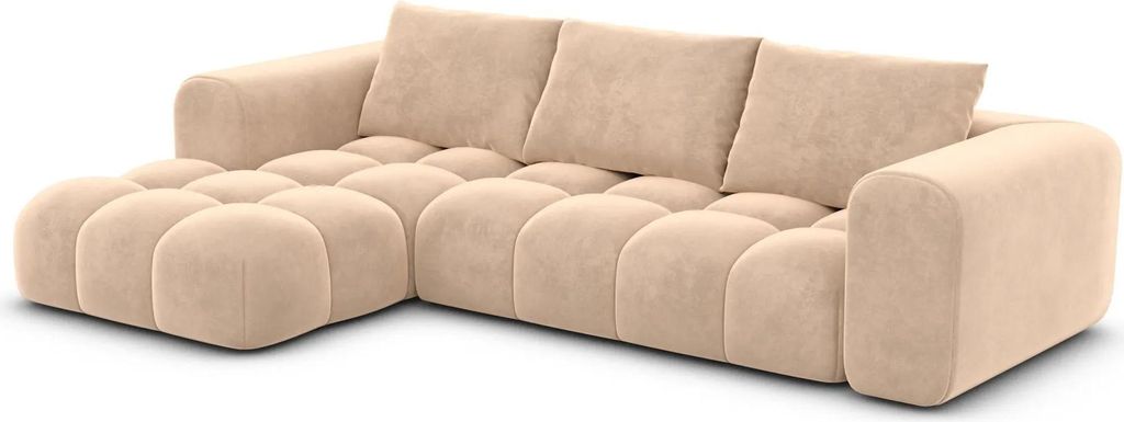 Samtstoff L-Form Sofa Lavera Beige Links