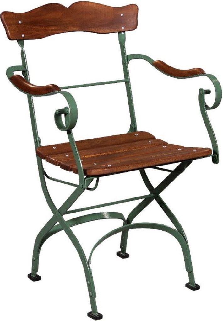 Casa Padrino Luxus Jugendstil Gartenstuhl mit Armlehnen Braun / Grün 57 x 50 x H. 92 cm - Garten & Terrassen Stuhl - Jugendstil Garten & Terrassen...
