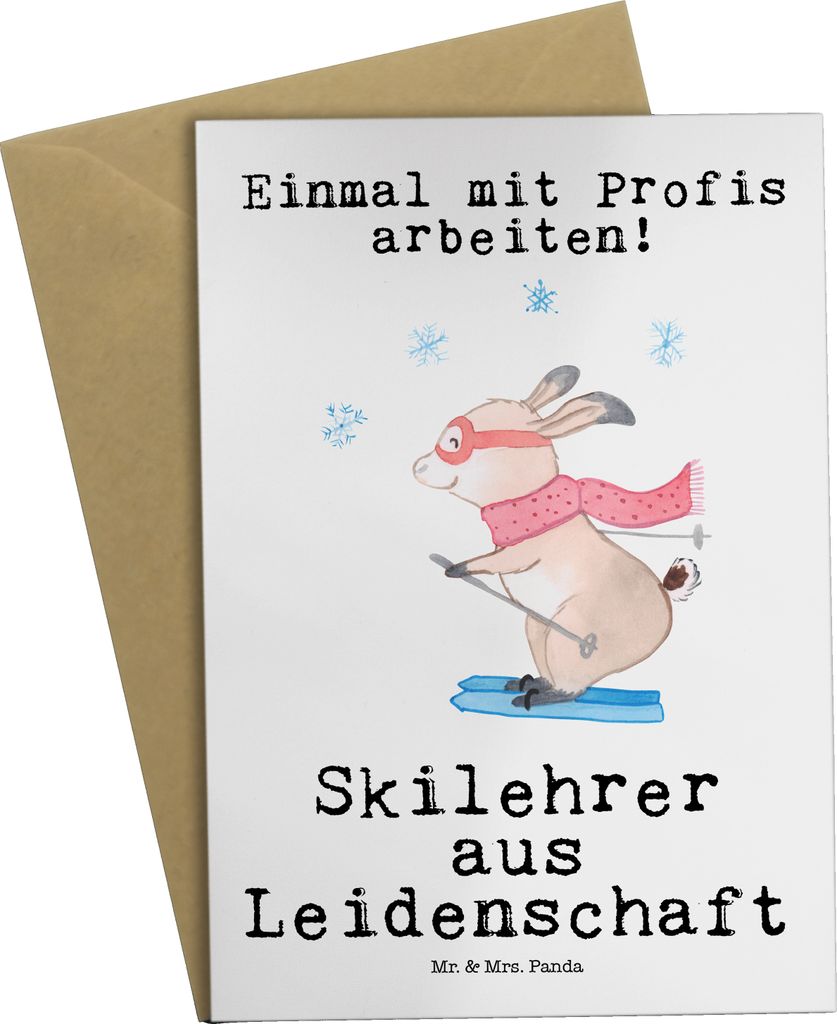 Mr. & Mrs. Panda Grußkarte Skilehrer Leidenschaft - Weiß - Geschenk, einladungskarten, osterkarten, vatertagskarte, neujahrskarte, Grußkarten, w...