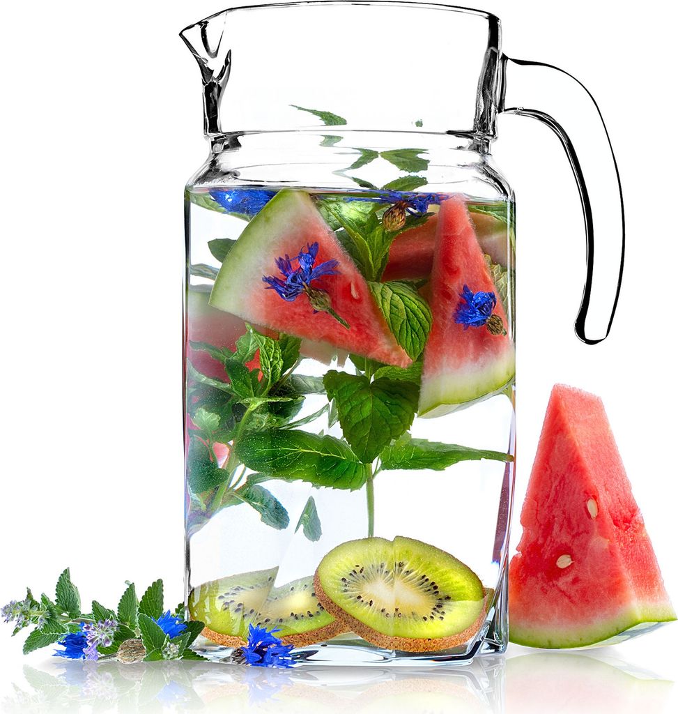KADAX Krug, Glaskanne, Wasserkrug mit Auslauf und Produktbild 