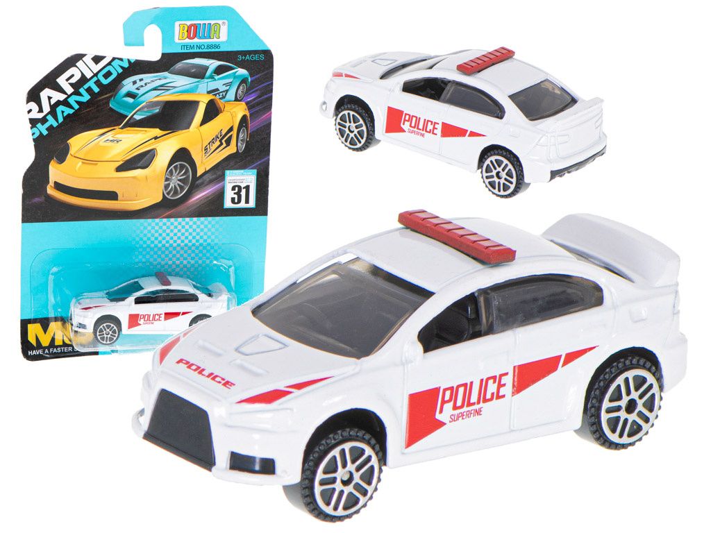 KIK KX5586_6 Polizeiauto aus Metall weiß 7cm