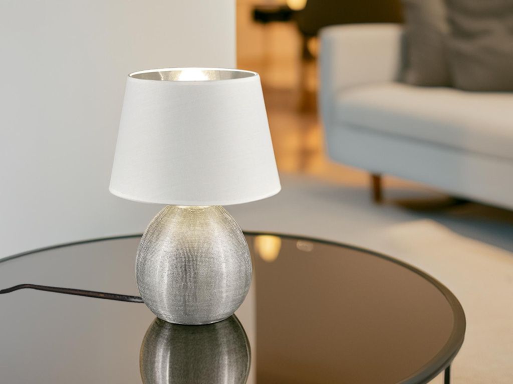 Trio - Tischlampe LUXOR - Silber - 24x24x35 cm Produktbild 