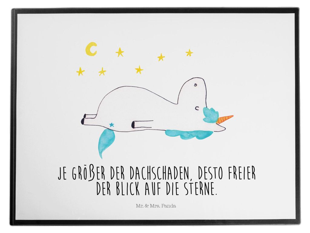 Mr. & Mrs. Panda Schreibunterlage Einhorn Sternenhimmel - Weiß - Geschenk, bastelmatte, Tischunterlage, bastelunterlagen, schreibtischunterlagen, ...