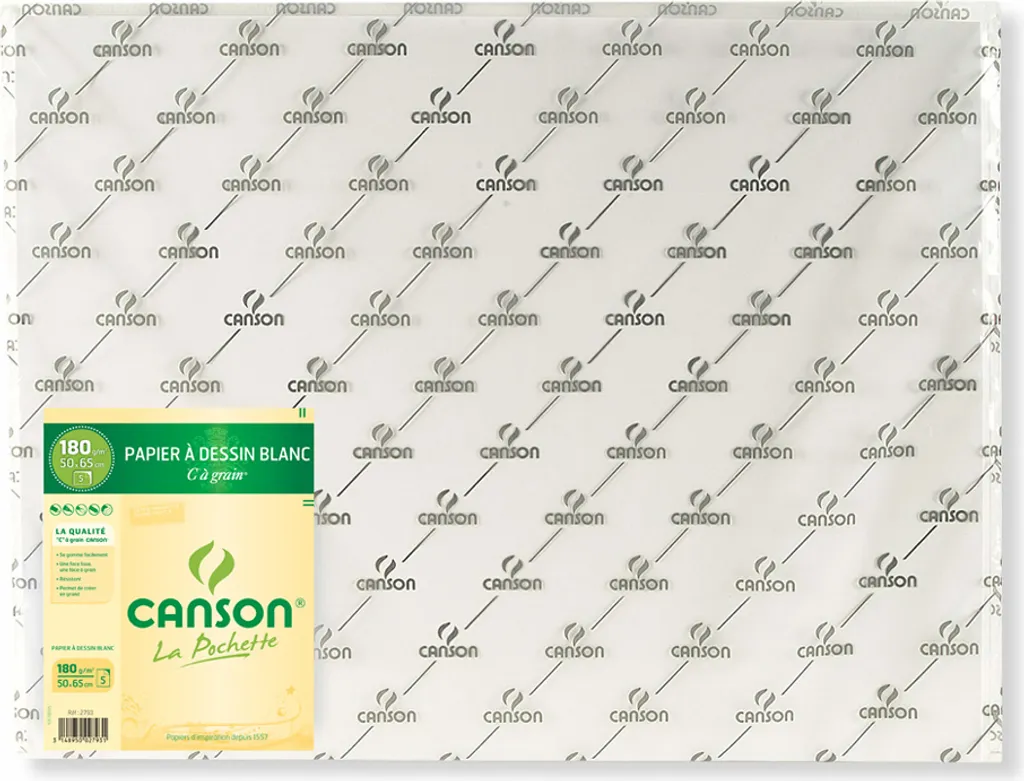 Canson à Grain Papier Dessin 125g 50x65cm Haute Résistance aux Gommes