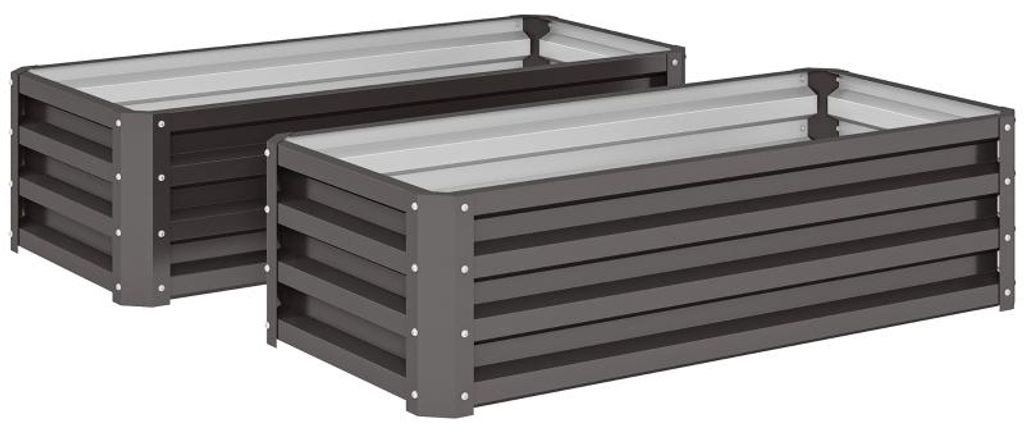 Hochbeet Metall 2er-Set Wetterfest Gemüsebeet mit Offenem Boden Pflanzkasten für Garten Balkon und Terrasse Tiefwurzler-Blumenbeet 110x50x30cm Du...