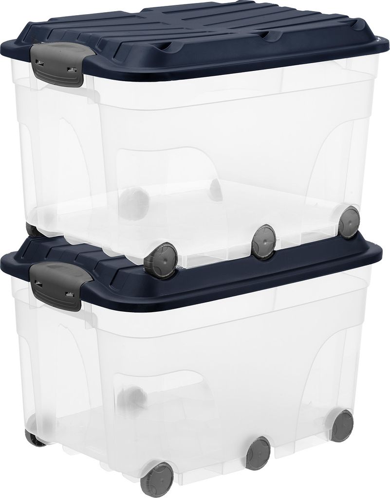 Rotho 2er Set Aufbewahrungsbox mit Rollen 57L Roller 6 - Produktbild 