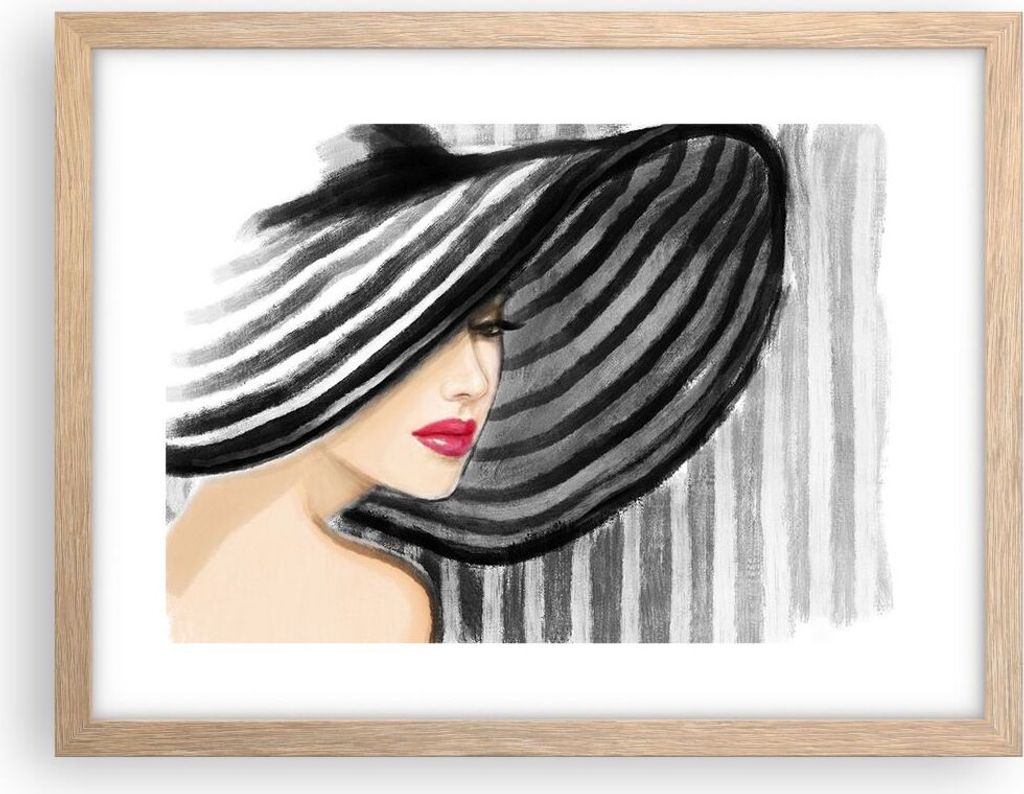 Gerahmtes Poster - Rahmen in heller Eiche - frau stil mode - 40x30 cm - Wand Bild - Wanddeko - Wandbilder - Kunstposter - Wandposter - Bilderrahmen...