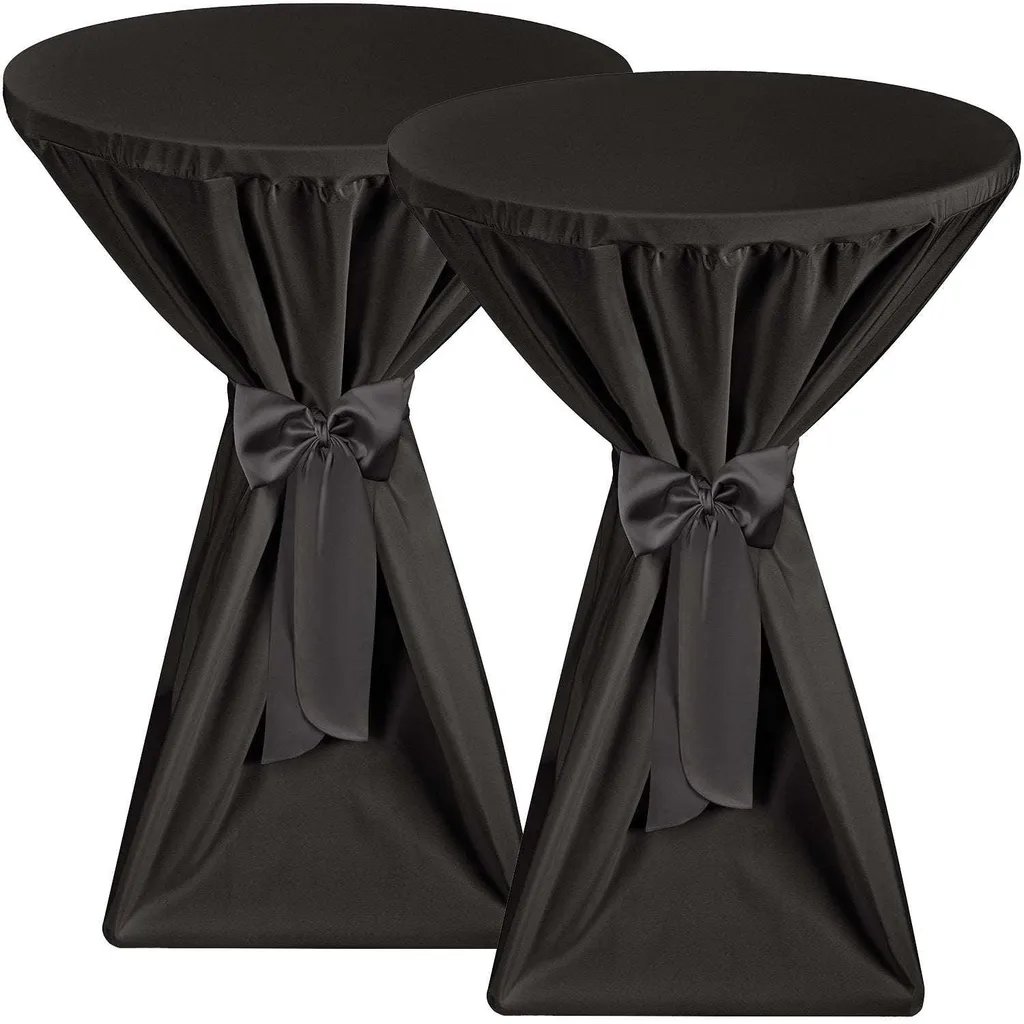 Beautissu 2X Housses pour tables hautes 60 cm - Nappes Mange-Debout Noires