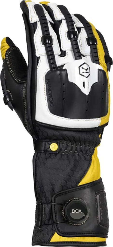 Gants moto circuit Knox Handroid MK5 3XL noir jaune confort et sécurité