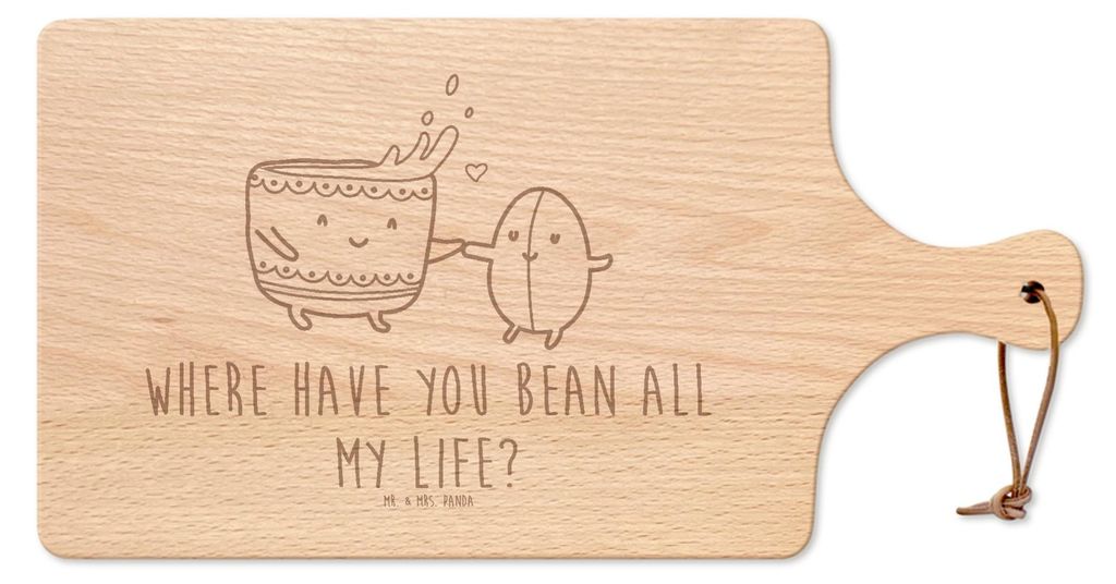 Mr. & Mrs. Panda Frühstücksbrettchen Kaffee Bohne - Transparent - Geschenk, Holzbrett, Genuss, schneidbrett, Schneidebrett, holzschneidebrett, Ha...