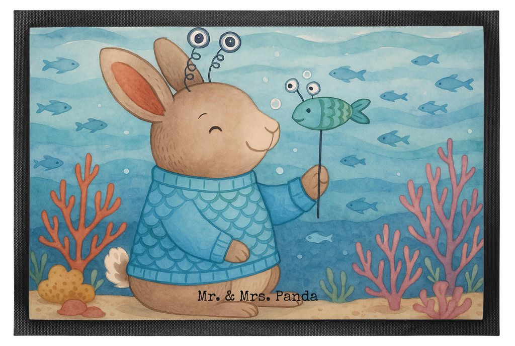 Mr. & Mrs. Panda Schmutzmatte Fische Astrologie Design 50 x 75 cm - Weiß - Geschenk, fußmatte, Geburtstagsgeschenk, Gummi-Fußmatte, Sternzeichen...