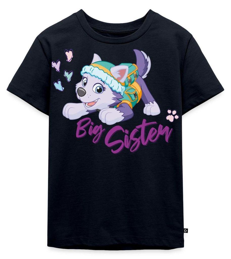 Spreadshirt Paw Patrol Große Schwester Everest Geschenk Kinder Premium T-Shirt, 122/128 (6 Jahre), Navy