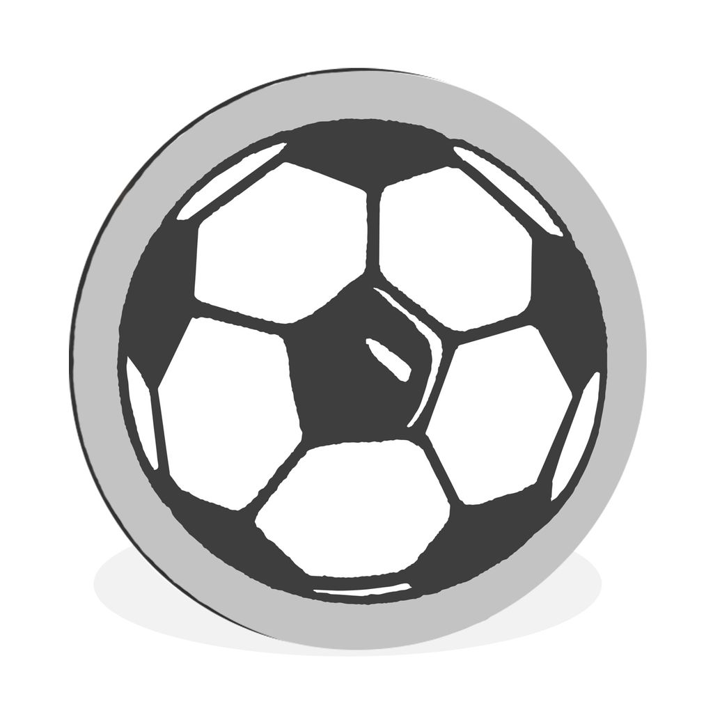 MuchoWow Aluminium Wandkreis Eine Illustration von einem Fußball auf einem rosa Hintergrund - Jungen - Mädchen - Kinder Ø 30 cm Wanddeko Moder...