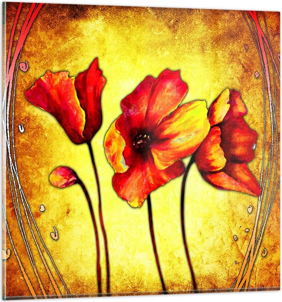 Bilder auf glas - Blumen Schilder Stiel Linien - 50x50cm - Produktbild 