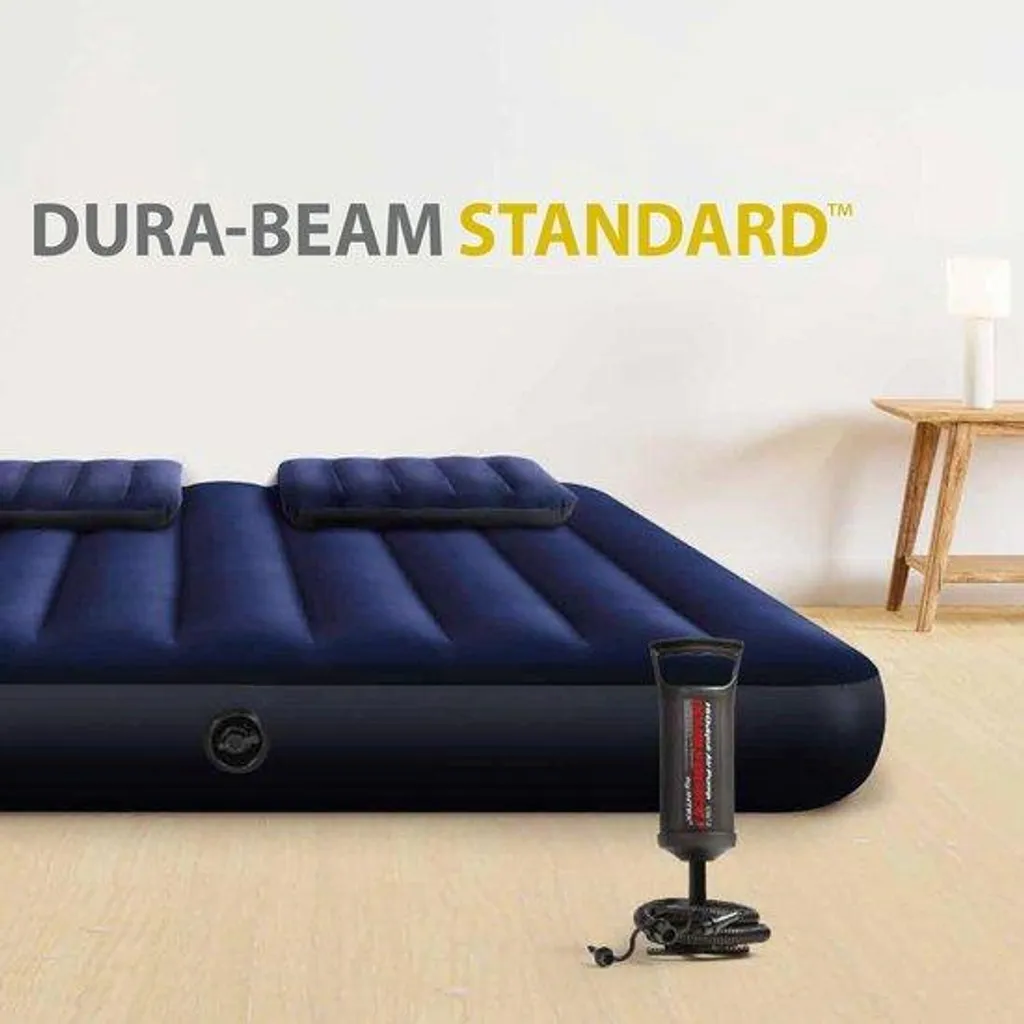 Matelas gonflable grand format 203 x 152 cm avec surface floquée douce