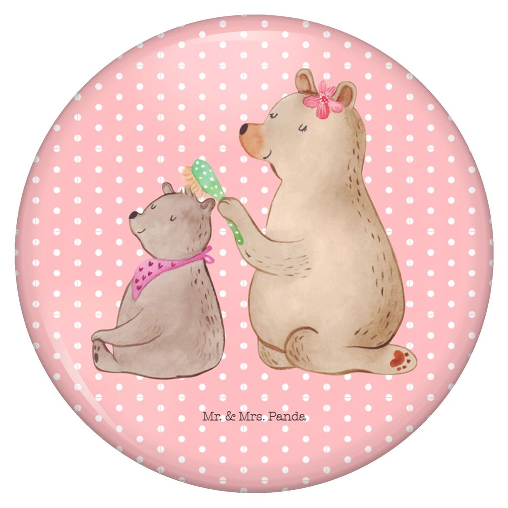 Mr. & Mrs. Panda Button Bär Kind - Rot Pastell - Geschenk, Muttertag, Badge, Fun-Button, Pin, Anstecker, Plakette, Familie, Mutter, Mama, Tochter