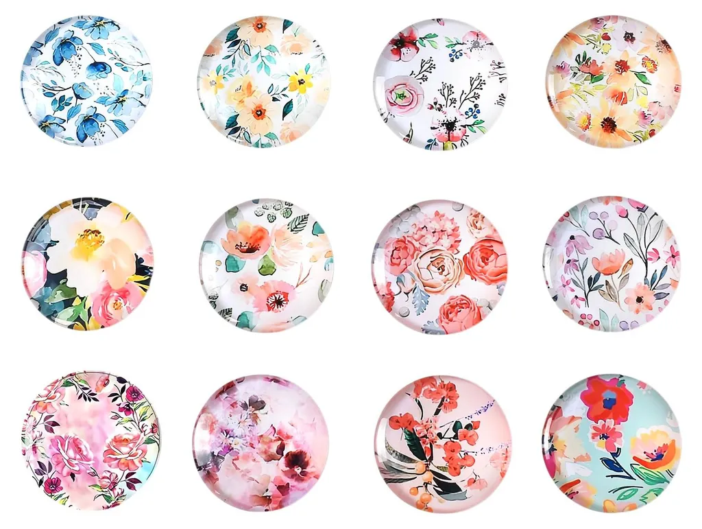 Lot de 12 Magnets de Cuisine Décoratifs en Verre pour Tableaux Magnétiques