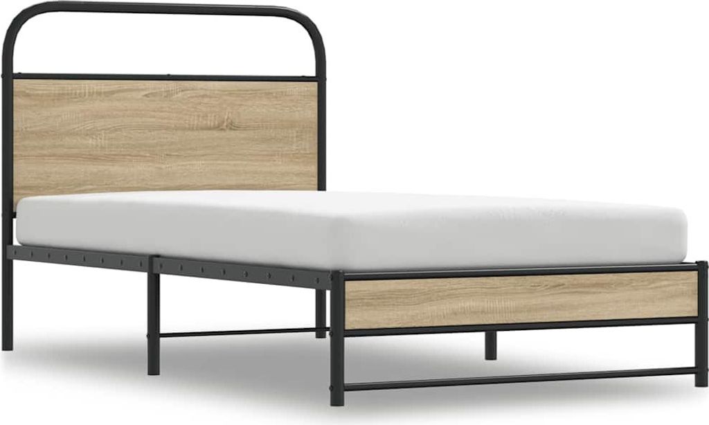 Bettgestell ohne Matratze 100x200 cm Räuchereiche Holzwerkstoff