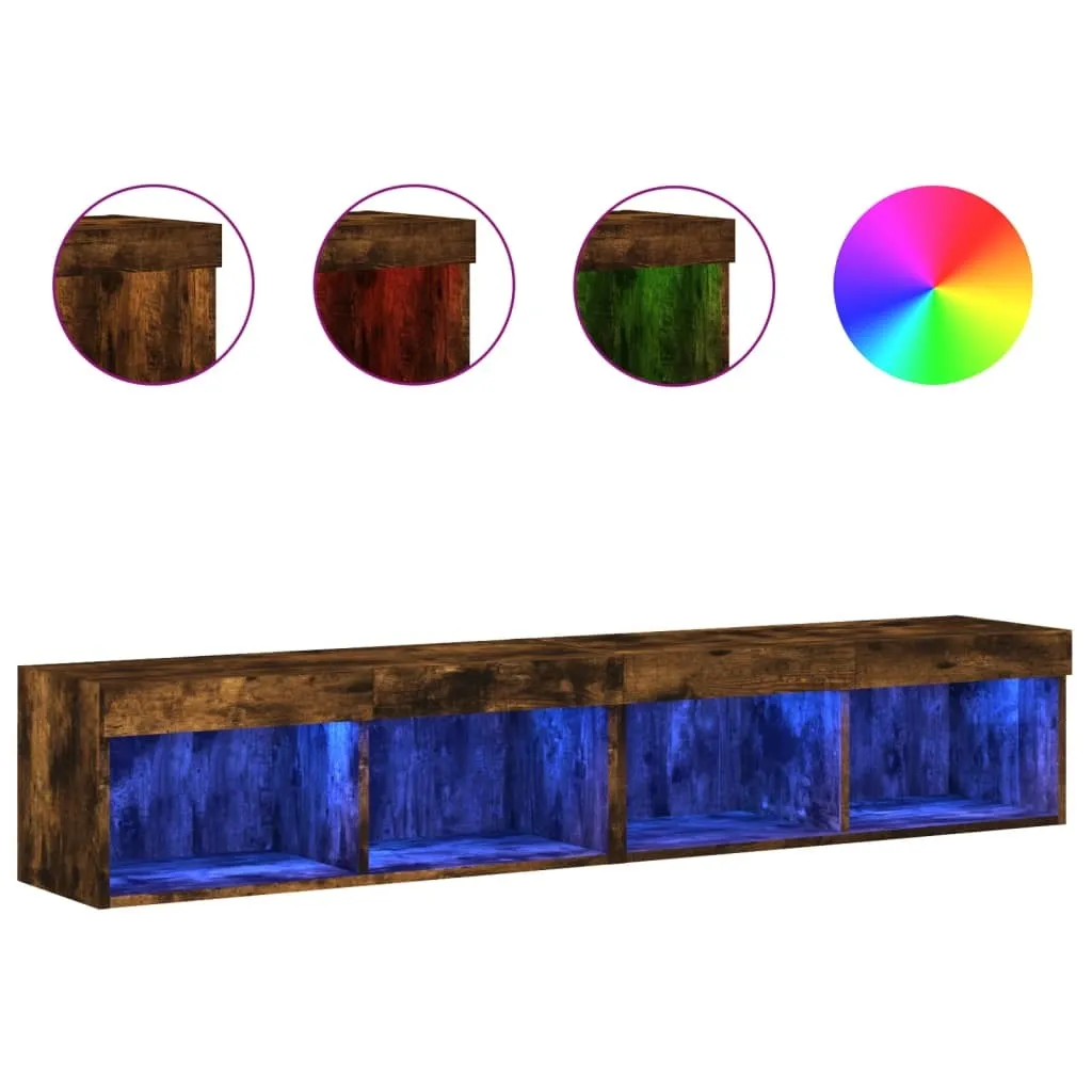 Mobile TV Sospeso SYFAX™ 80x30cm Rovere Fumo - LED RGB e USB