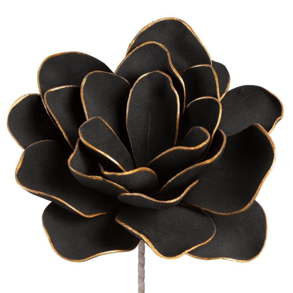 Kunstroos, decoratief, 60 cm, zwart-gouden set, 6 stuks Productafbeelding 
