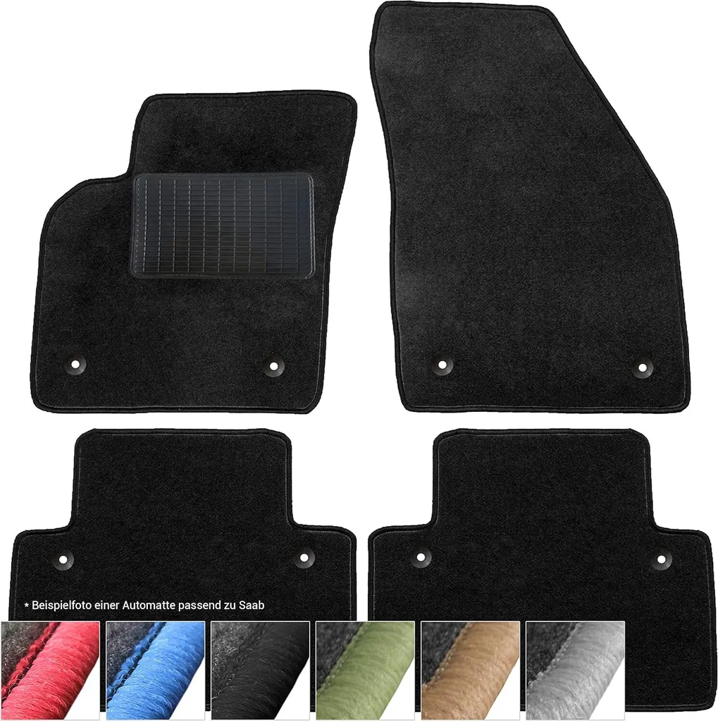 Tappetini Saab 93 Cabrio 1998-2002 Su Misura - Velours Nero Premium