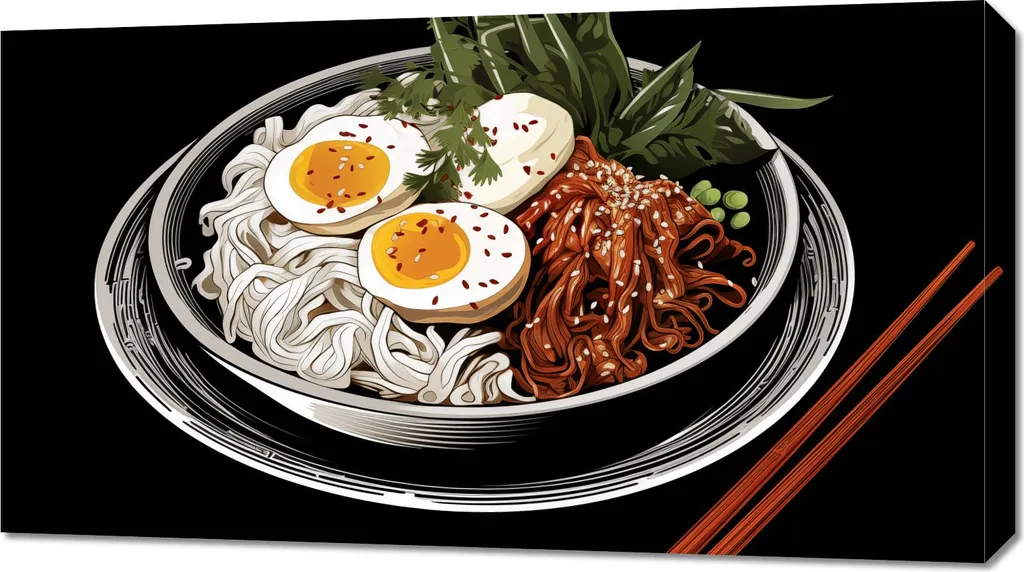 Quadro Orientale Ramen nell'arte 90x50 - Tela Zen Moderna