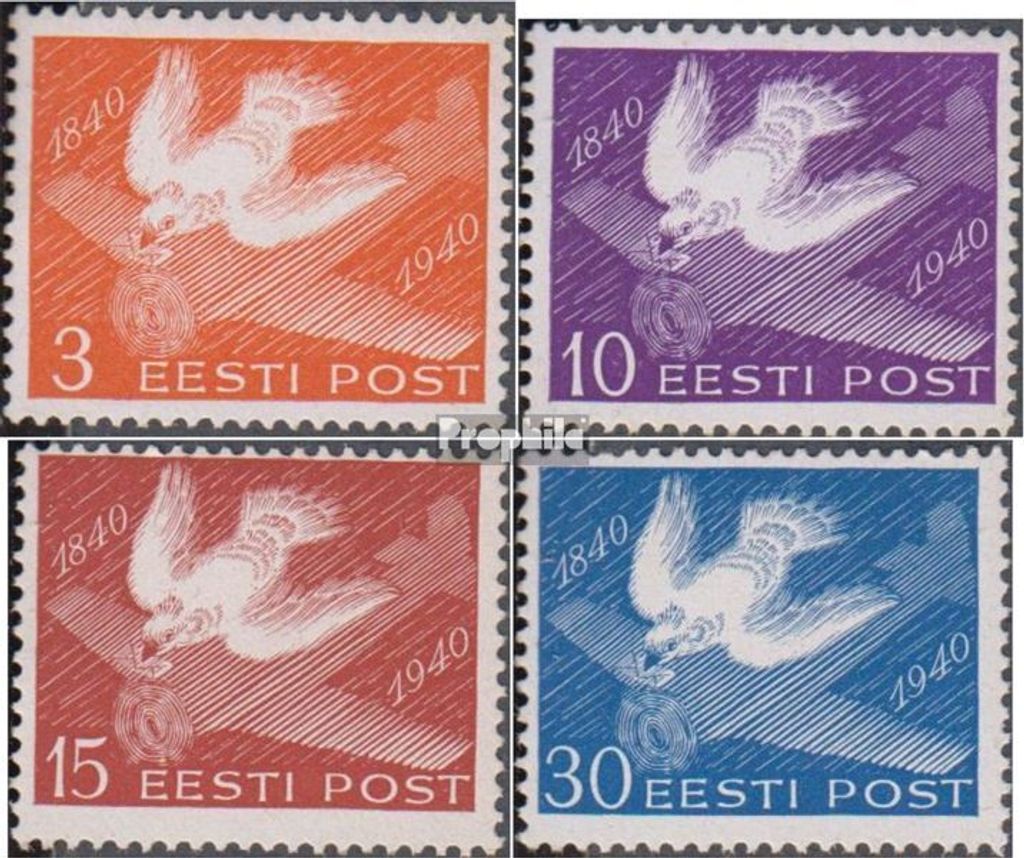 Briefmarken Estland 1940 Mi 160w-163w (kompl.Ausg.) postfrisch 100 Jahre Briefmarken