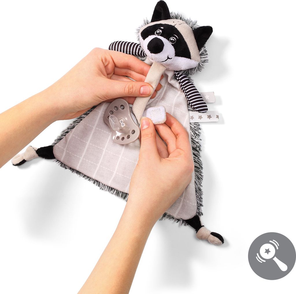 Kuscheltier mit Schnulleranhänger Racoon Rocky Baby Ono Produktbild 2