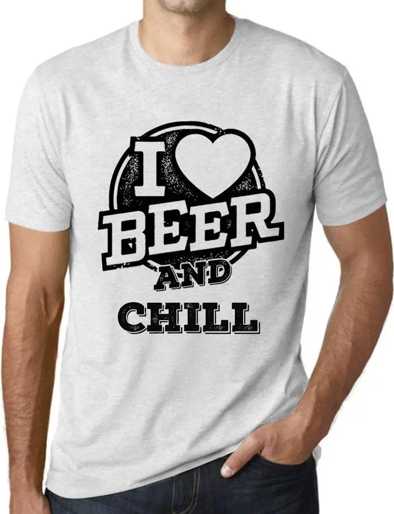 Herren Grafik T-Shirt Ich liebe Bier und Chillen – I Love Beer And Chill – Öko-Verantwortlich Vintage Jahrgang Kurzarm Lustige Druck Geburtstag