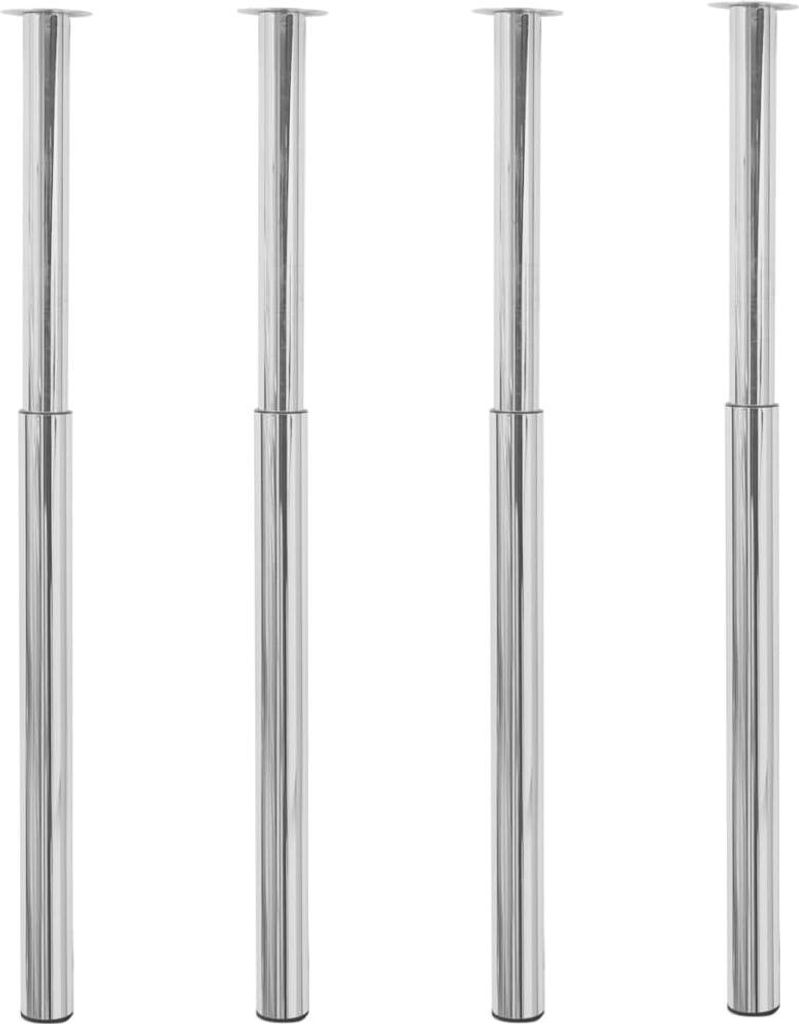 The Living Store Teleskopische Tischbeine 4 Stk. Chrom 710 - 1100 mm