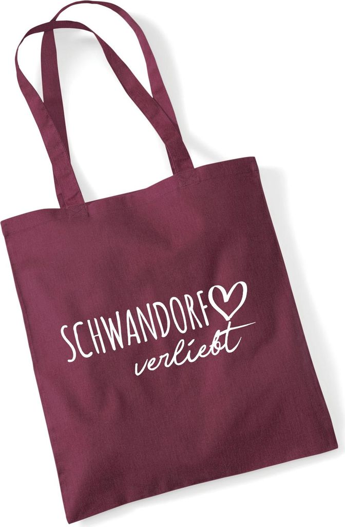 Huuraa Jutebeutel Schwandorf verliebt 10 Liter Burgundy Baumwolle Tasche Geschenkidee