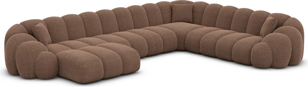 Strukturstoff U-Form XXL Wohnlandschaft Liora Braun Links