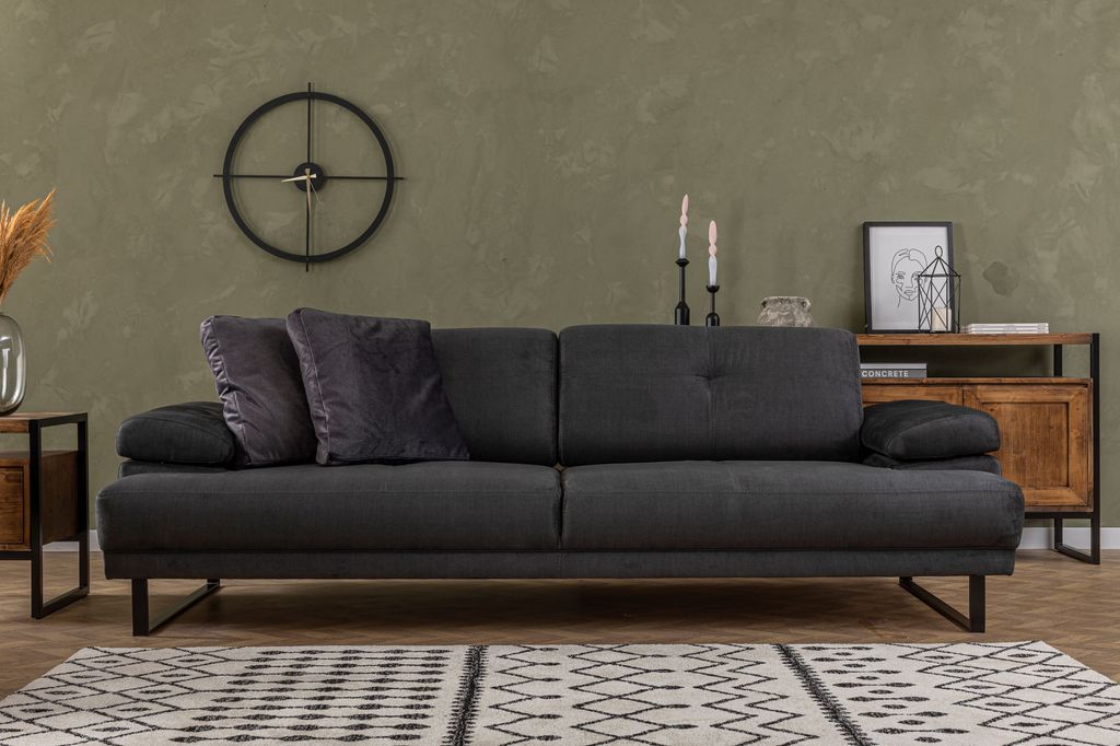 Hanah Home, Mustang- ARE1355, Anthrazit, Schlafsofas, Rahmen: Buchenholz / Spanplatte