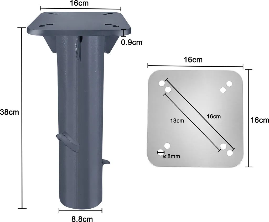 Support de Parasol Métal avec Douille de Sol Robuste Gris Foncé - 2