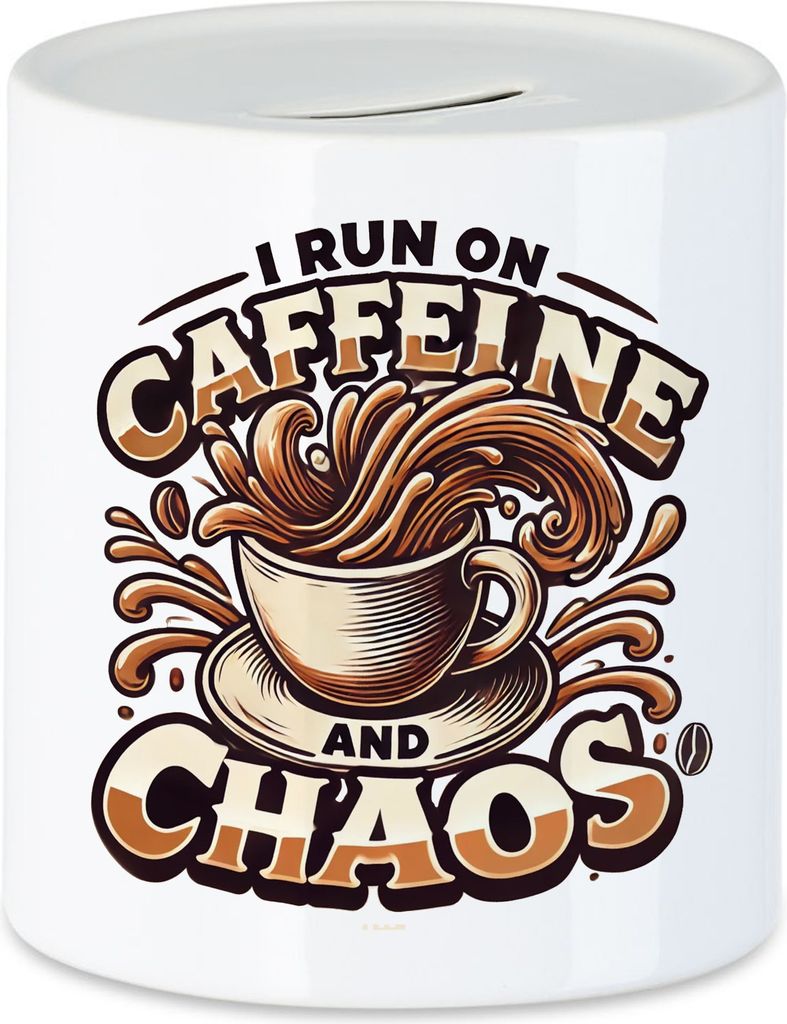 I Run On Caffeine And Chaos Spardose Kaffeeliebhaber Kaffee Kaffeetrinker Chaos Alltag Büro