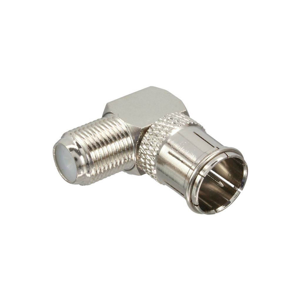 InLine Adapter F-Quick-Stecker (SAT) auf F-Buchse (SAT), gewinkelt, F, F, Silber