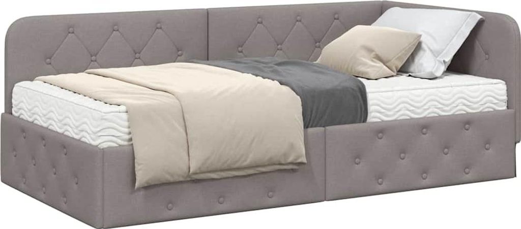 Eckbettgestell Taupe 100 x 200 cm Stoff