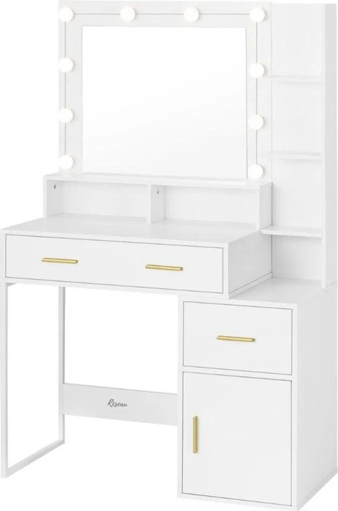 Coiffeuse lumineuse LED avec grand miroir pour maquillage de précision