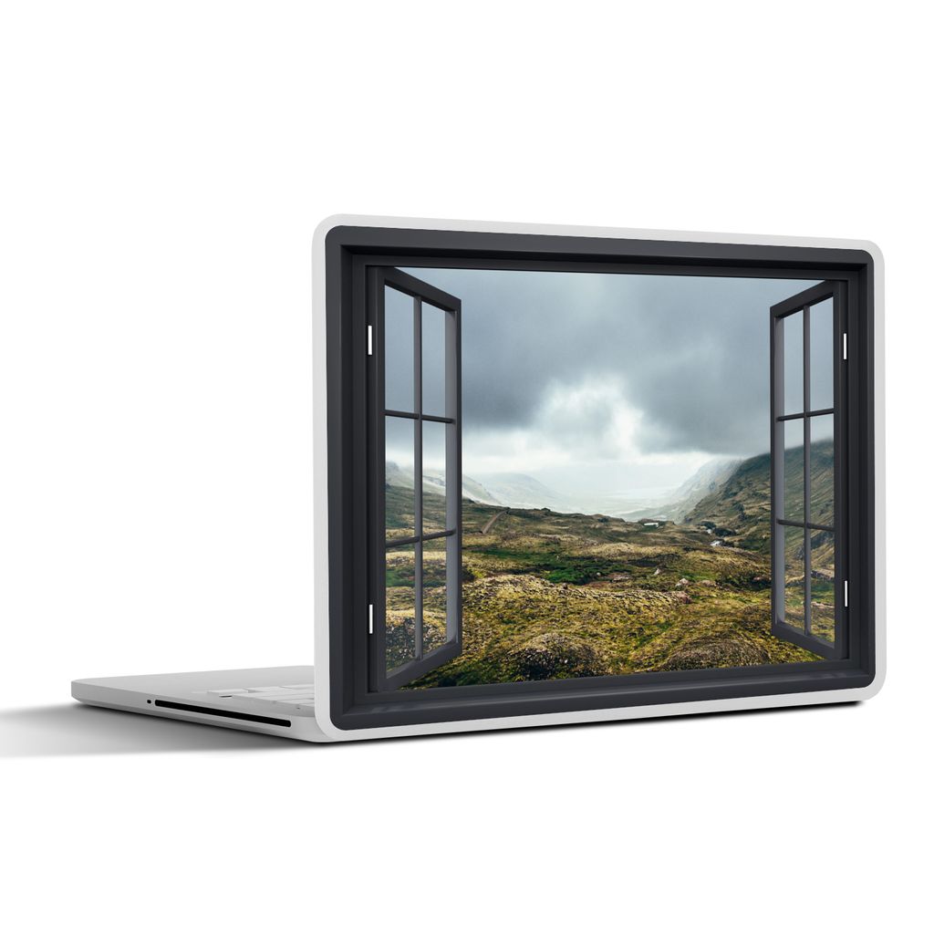 MuchoWow Laptop Aufkleber Sticker Cover Aussicht - Berg - Wolken 25x18 cm - Laptop-Deko