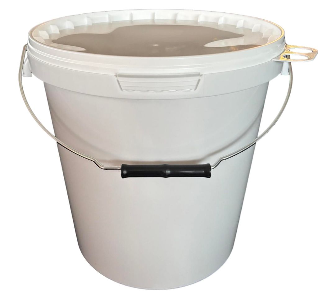 SILPLAST Eimer mit Deckel 15L x 1 Kunststoffeimer 15 Liter lebensmittelecht stapelbar Plastikeimer leer Weiß